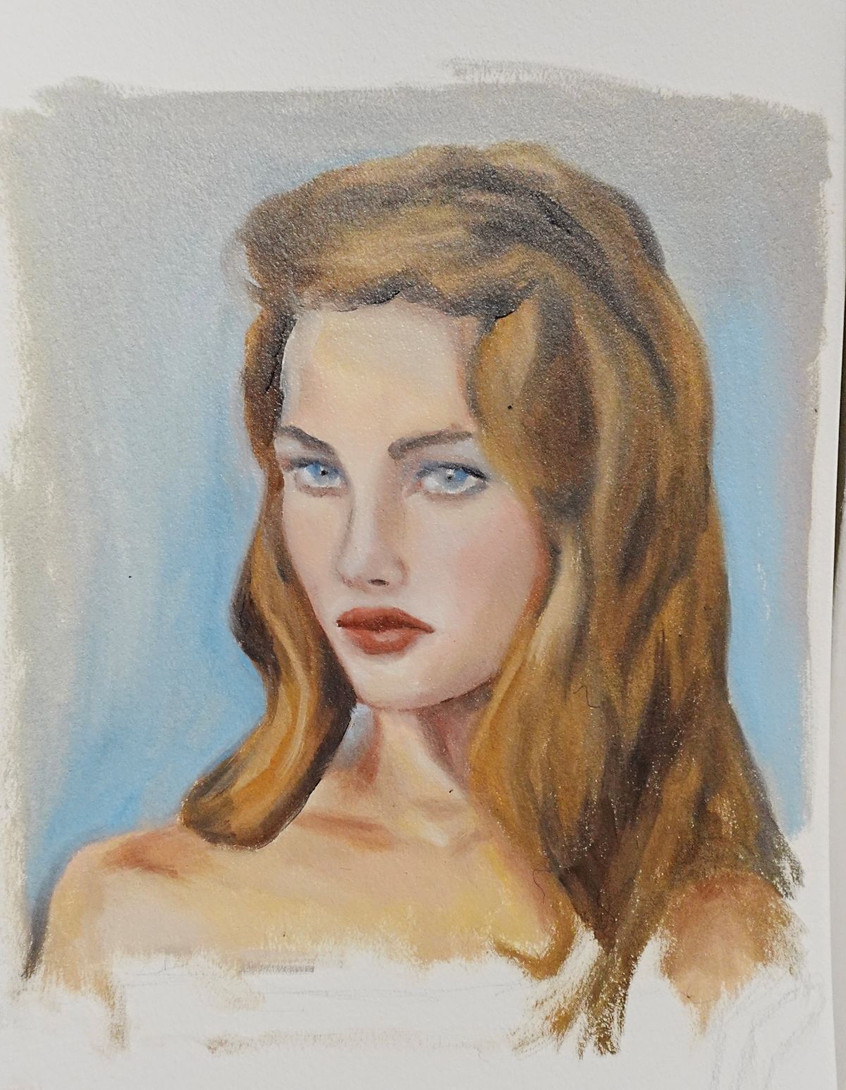 Bridget, small original oil painting on paper by Mia Cugasi, 8 by 10 inches