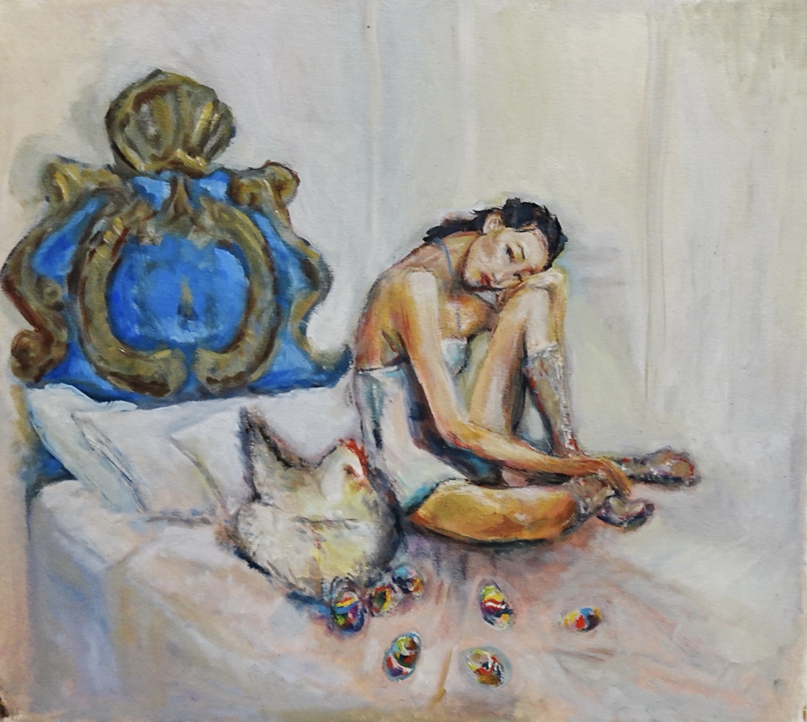 Fertility, original oil painting on paper by Houston artist Mia Cugasi, 12.5 by 14 inches