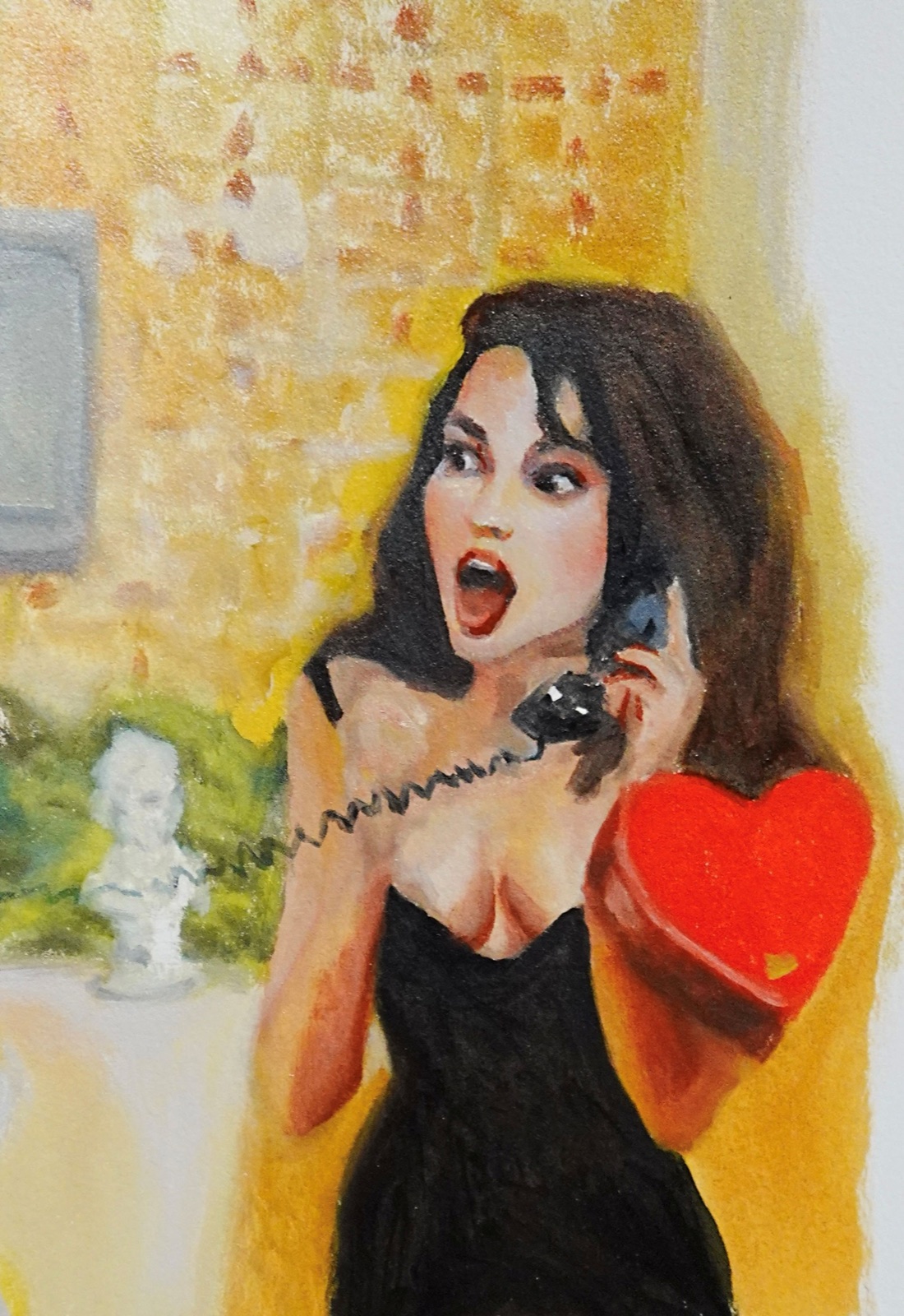 Fran, small original oil painting on paper by Mia Cugasi, 9 by 7 inches