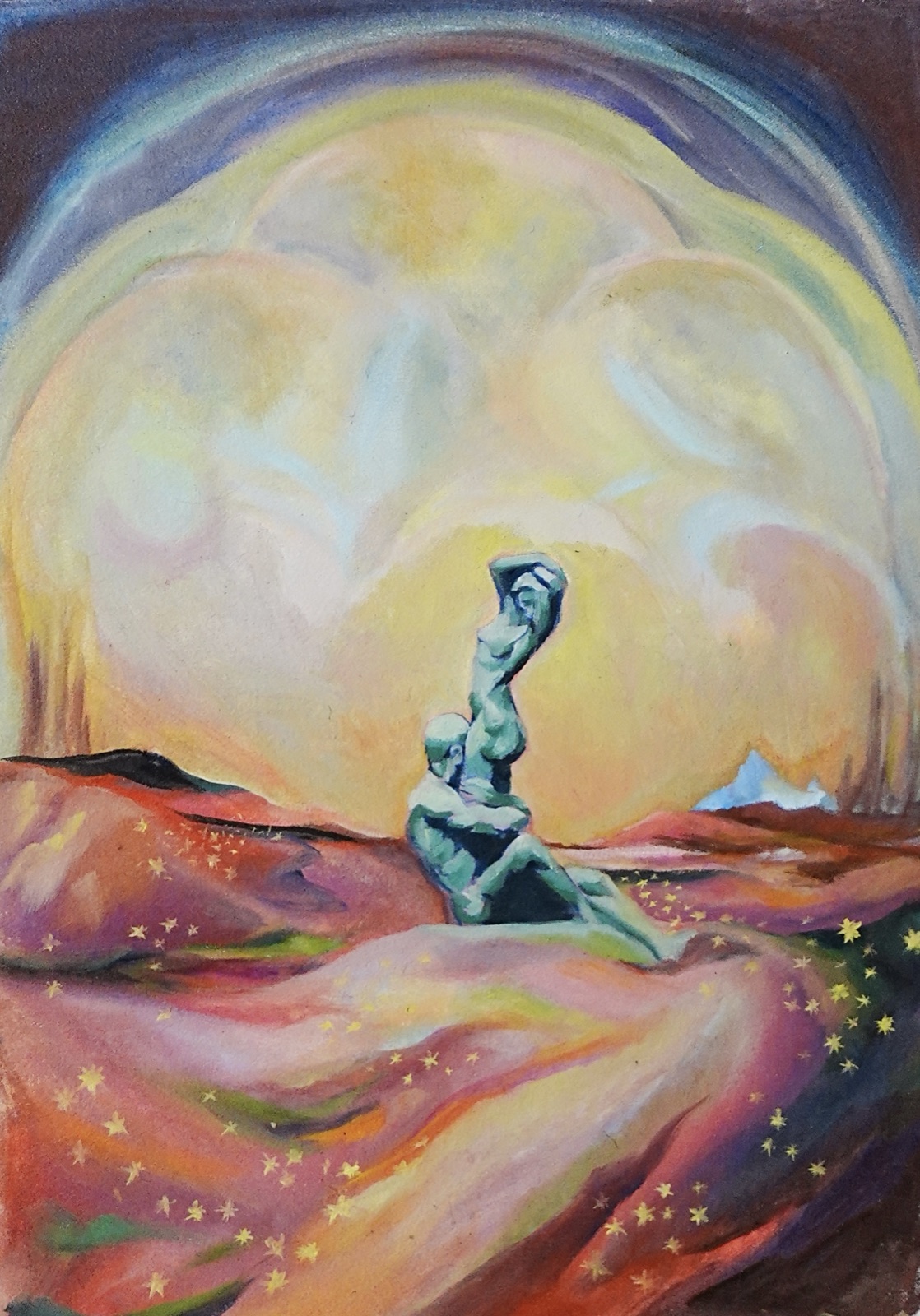 Liminal, original oil painting on paper by Houston artist Mia Cugasi, 19 by 13.5 inches