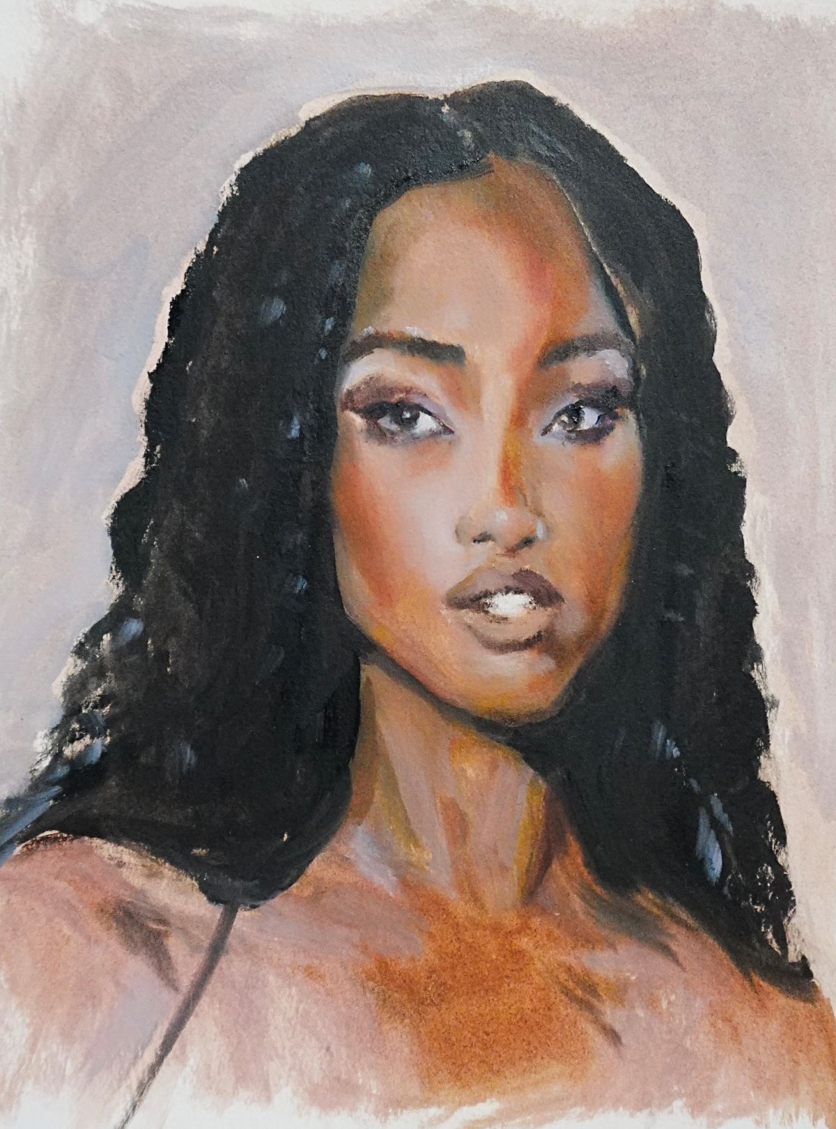 Naomi, small original oil painting on paper by Mia Cugasi, 8 by 10 inches